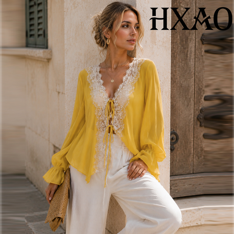 Sewing V - HXAO Ties – chemisier à lacets
